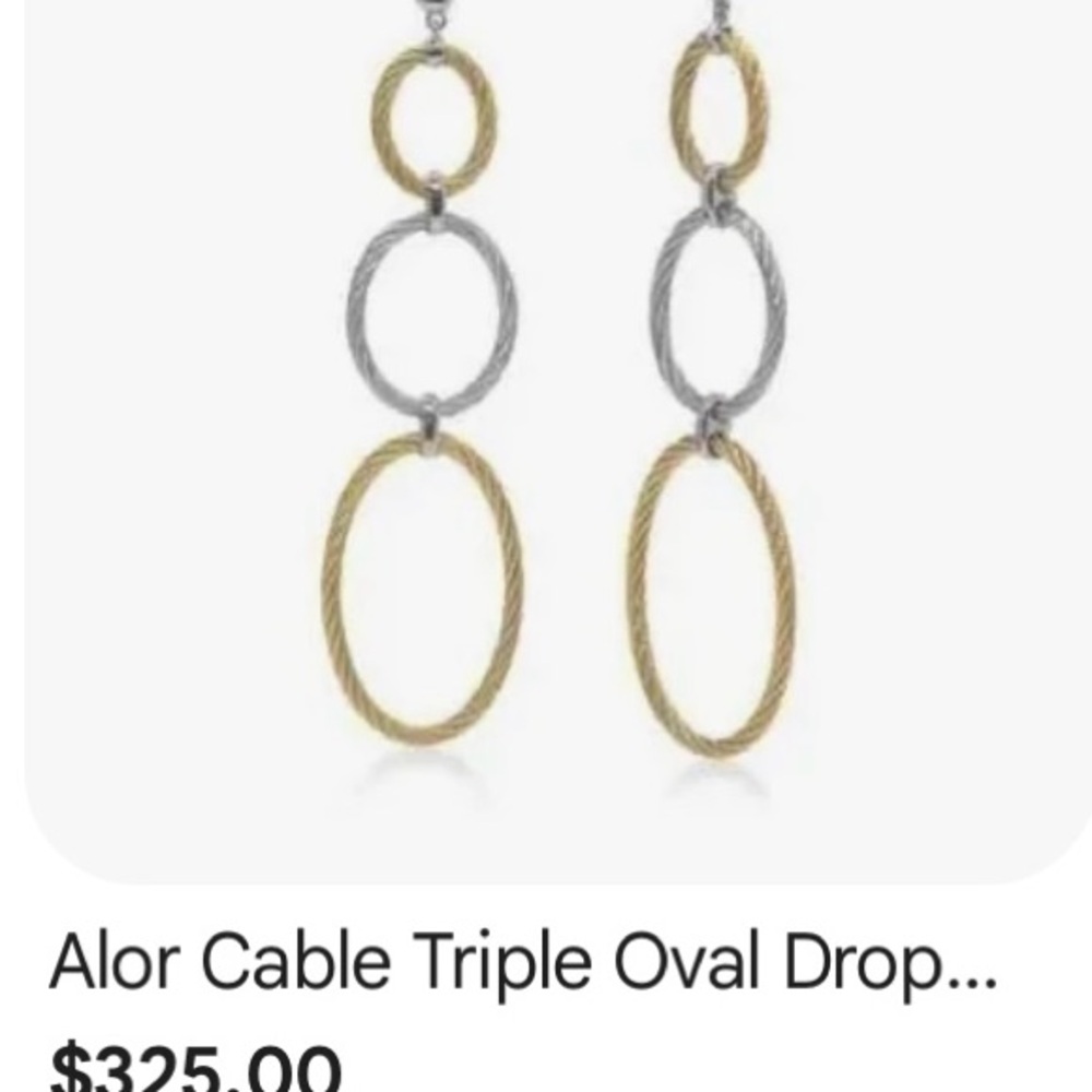 Alor Gold and Silver Triple Oval Drop Earrings